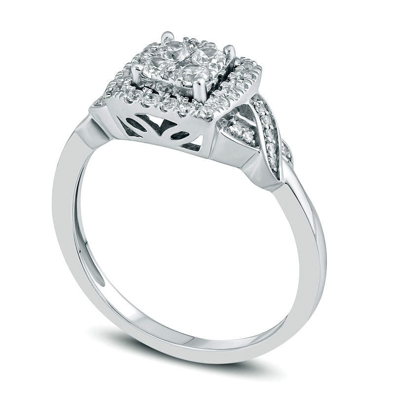 0.50 CT. T.W. Composite Natural Diamond Square Frame Twist Engagement Ring in Solid 10K White Gold