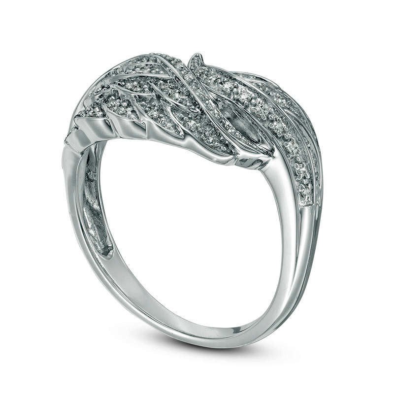 0.13 CT. T.W. Natural Diamond Feathered Wings Ring in Sterling Silver