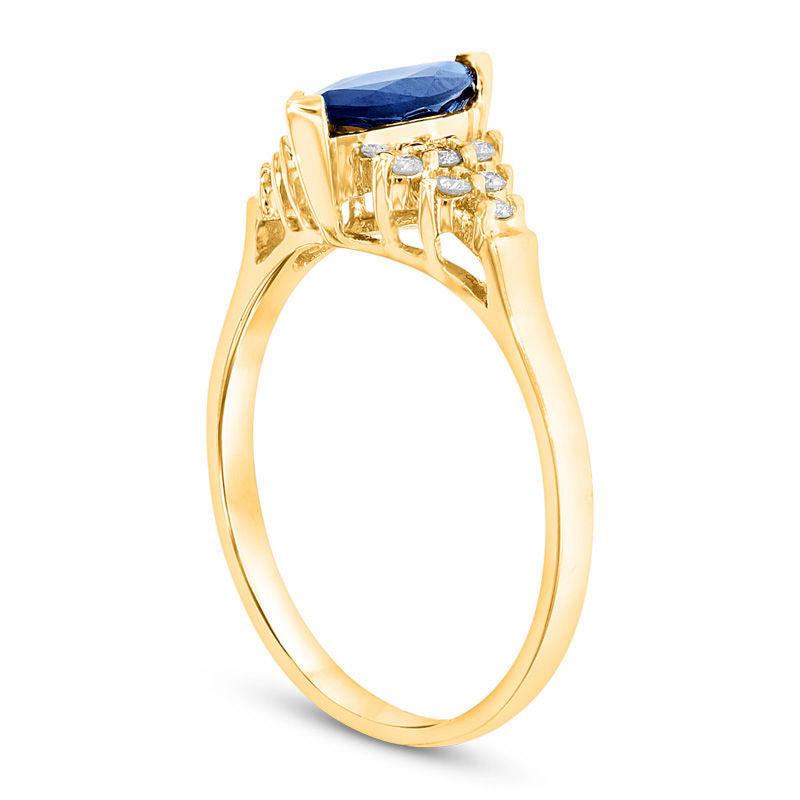 Marquise Blue Sapphire and 0.20 CT. T.W. Natural Diamond Composite Ring in Solid 14K Gold