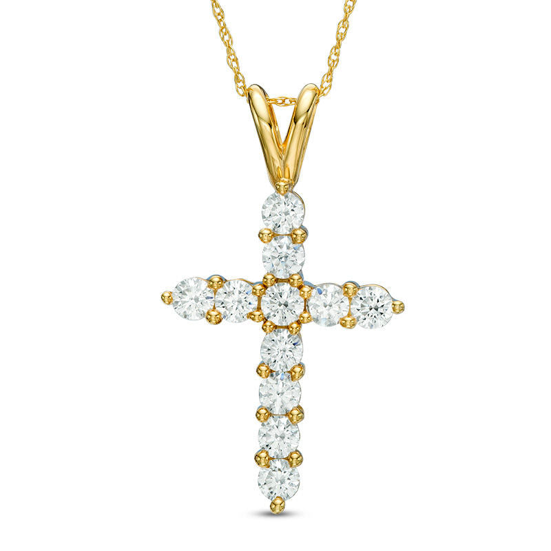 1.2 CT. T.W. Natural Diamond Cross Pendant in 14K Gold