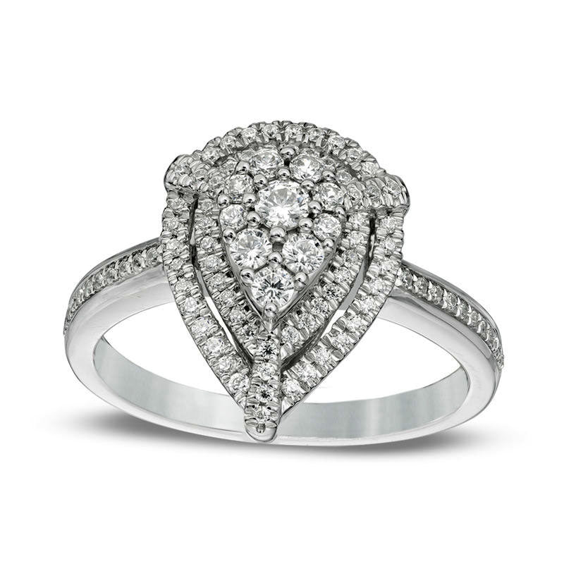 0.50 CT. T.W. Composite Natural Diamond Teardrop-Shaped Frame Engagement Ring in Solid 10K White Gold