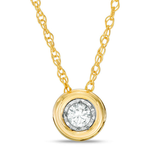 0.25 CT. Natural Clarity Enhanced Solitaire Pendant in 10K Yellow Gold