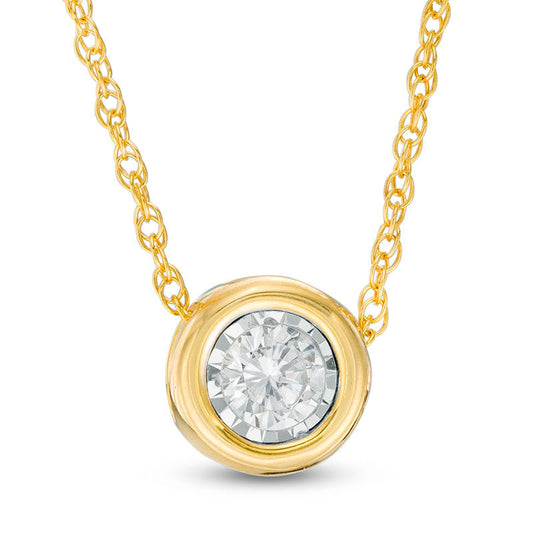 0.2 CT. Natural Clarity Enhanced Solitaire Pendant in 10K Yellow Gold