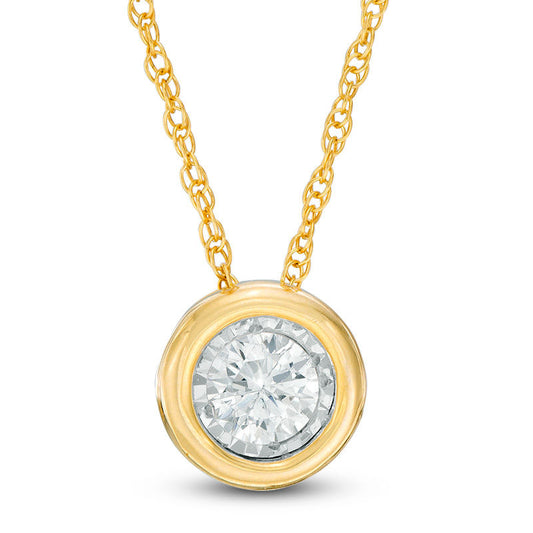 0.63 CT. Natural Clarity Enhanced Solitaire Pendant in 10K Yellow Gold