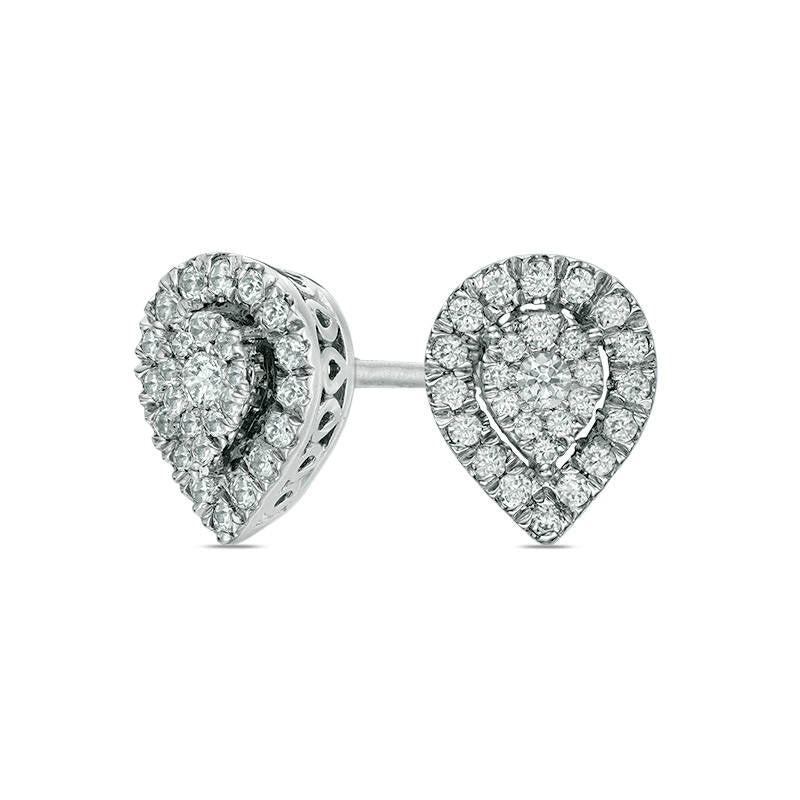 0.25 CT. T.W. Composite Diamond Teardrop Frame Stud Earrings in 10K White Gold