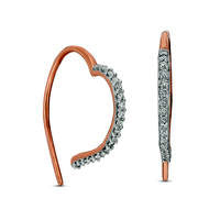 0.17 CT. T.W. Diamond Heart Hoop Threader Earrings in Sterling Silver with 14K Rose Gold Plate