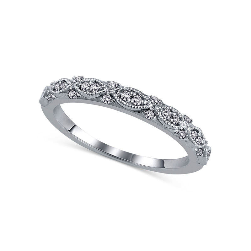 0.13 CT. T.W. Natural Diamond Art Deco Anniversary Band in Solid 14K White Gold