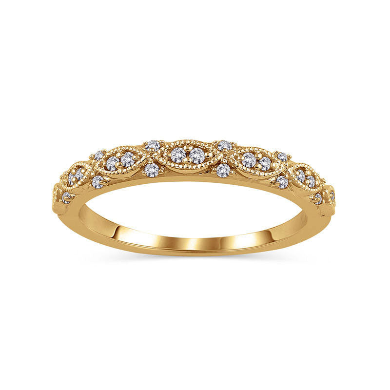 0.13 CT. T.W Natural Diamond Art Deco Anniversary Band in Solid 14K Gold