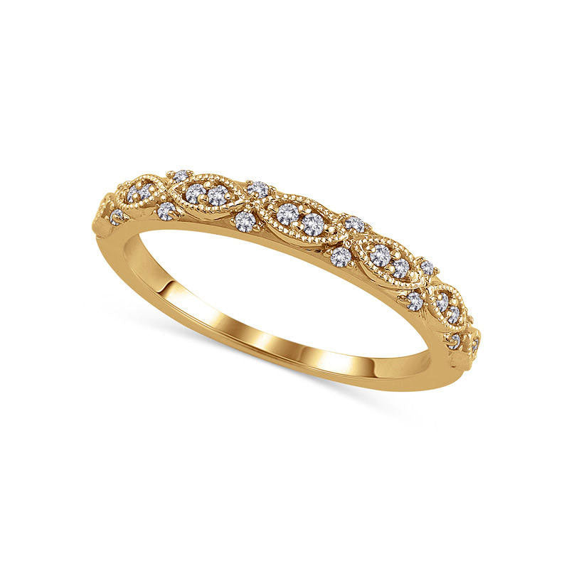 0.13 CT. T.W Natural Diamond Art Deco Anniversary Band in Solid 14K Gold