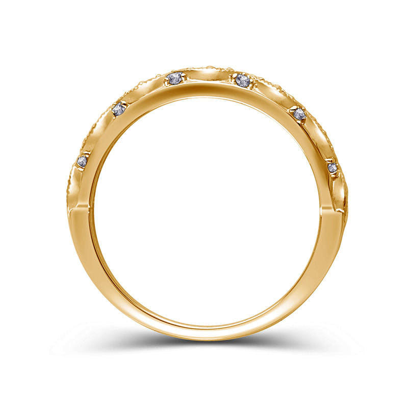 0.13 CT. T.W Natural Diamond Art Deco Anniversary Band in Solid 14K Gold