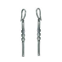 Lab-Created White Sapphire Three Stone Bar Drop Earrings in Sterling Silver