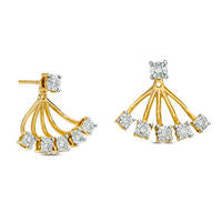 0.17 CT. T.W. Diamond Fan Front/Back Earrings in Sterling Silver with 14K Gold Plate