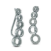 0.2 CT. T.W. Diamond Alternating Circle Crawler Earrings in Sterling Silver