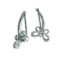 0.2 CT. T.W. Diamond Dragonfly Crawler Earrings in Sterling Silver