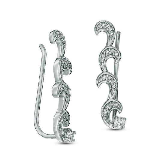 0.17 CT. T.W. Diamond Wave Crawler Earrings in 10K White Gold