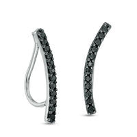 0.17 CT. T.W. Enhanced Black Diamond Curved Bar Crawler Earrings in Sterling Silver