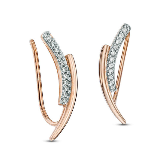 0.1 CT. T.W. Diamond Curved Crawler Earrings in 10K Rose Gold