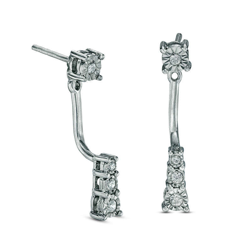 0.17 CT. T.W. Diamond Vertical Front/Back Earrings in 10K White Gold