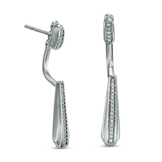 0.1 CT. T.W. Diamond Teardrop Front/Back Earrings in 10K White Gold