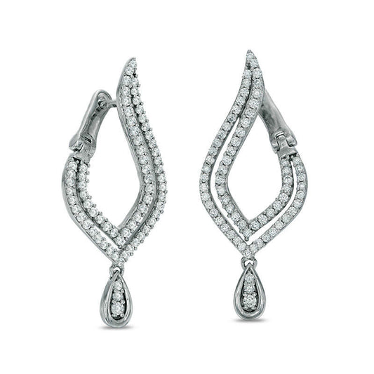 1 CT. T.W. Diamond Flame Drop Earrings in 10K White Gold