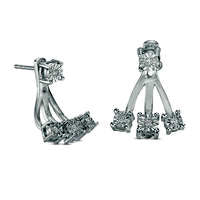 0.1 CT. T.W. Diamond Fan Front/Back Earrings in Sterling Silver