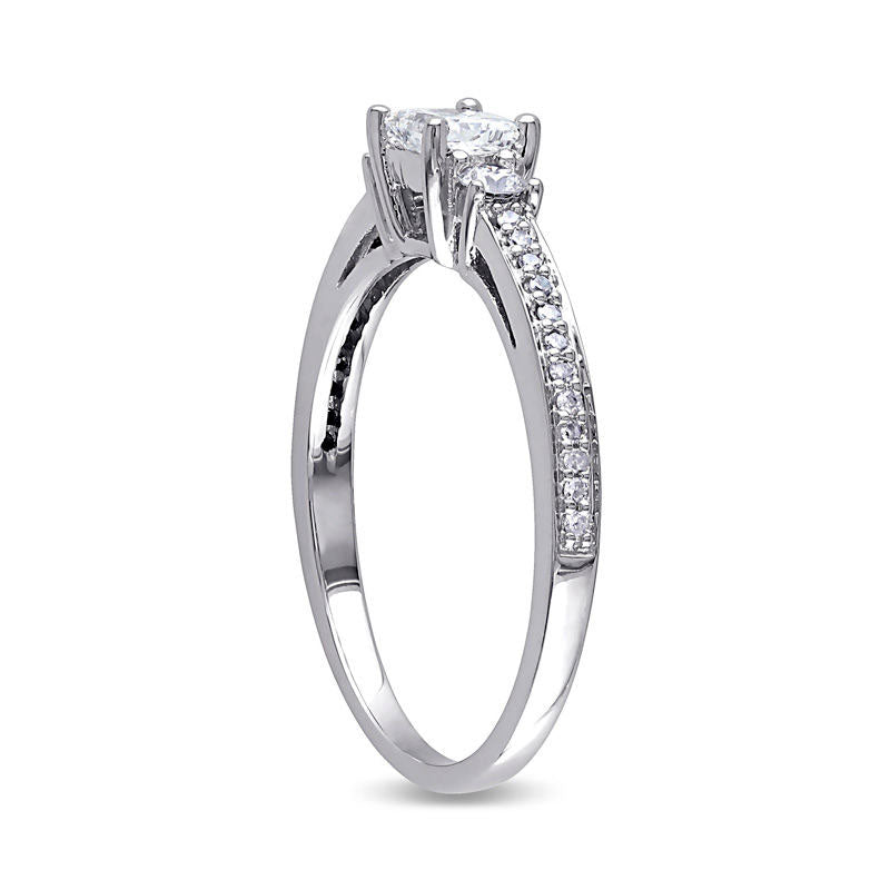 0.50 CT. T.W. Princess-Cut Natural Diamond Three Stone Engagement Ring in Solid 10K White Gold