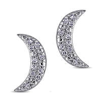 0.1 CT. T.W. Diamond Crescent Moon Stud Earrings in Sterling Silver