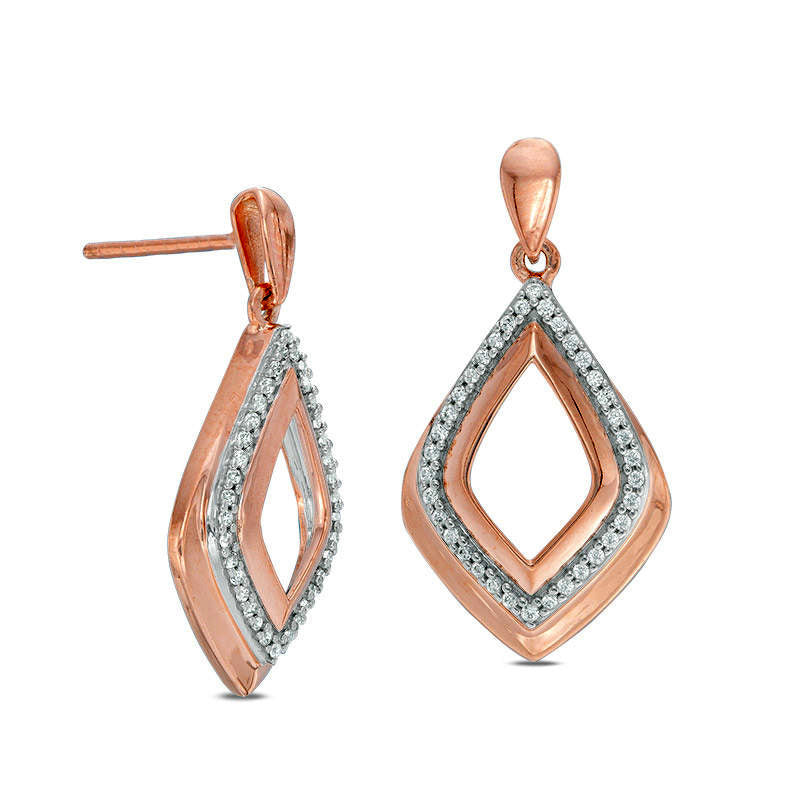 0.2 CT. T.W. Diamond Open Kite-Shaped Doorknocker Earrings in 10K Rose Gold