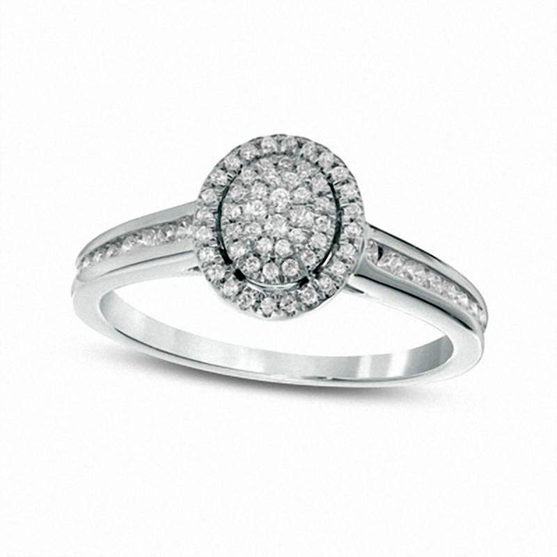 0.33 CT. T.W. Composite Natural Diamond Double Oval Frame Engagement Ring in Solid 10K White Gold