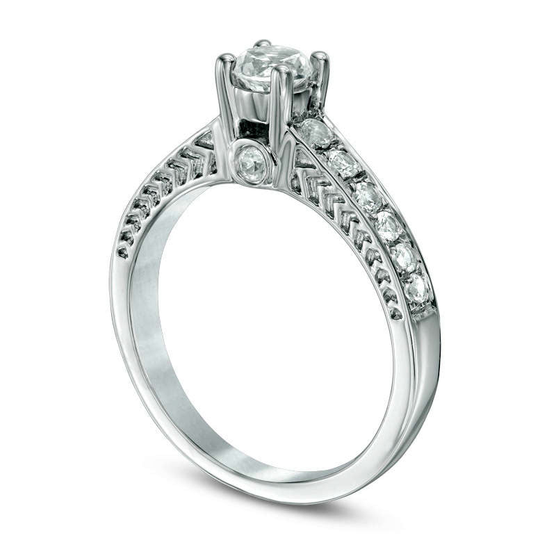 4.5mm Lab-Created White Sapphire Engagement Ring in Solid 10K White Gold