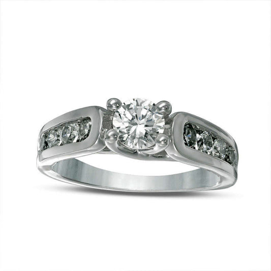 5.2mm Lab-Created White Sapphire Engagement Ring in Sterling Silver