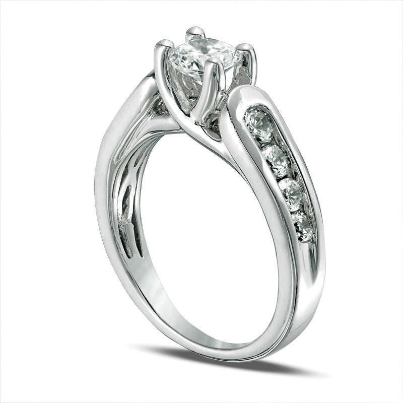 5.2mm Lab-Created White Sapphire Engagement Ring in Sterling Silver