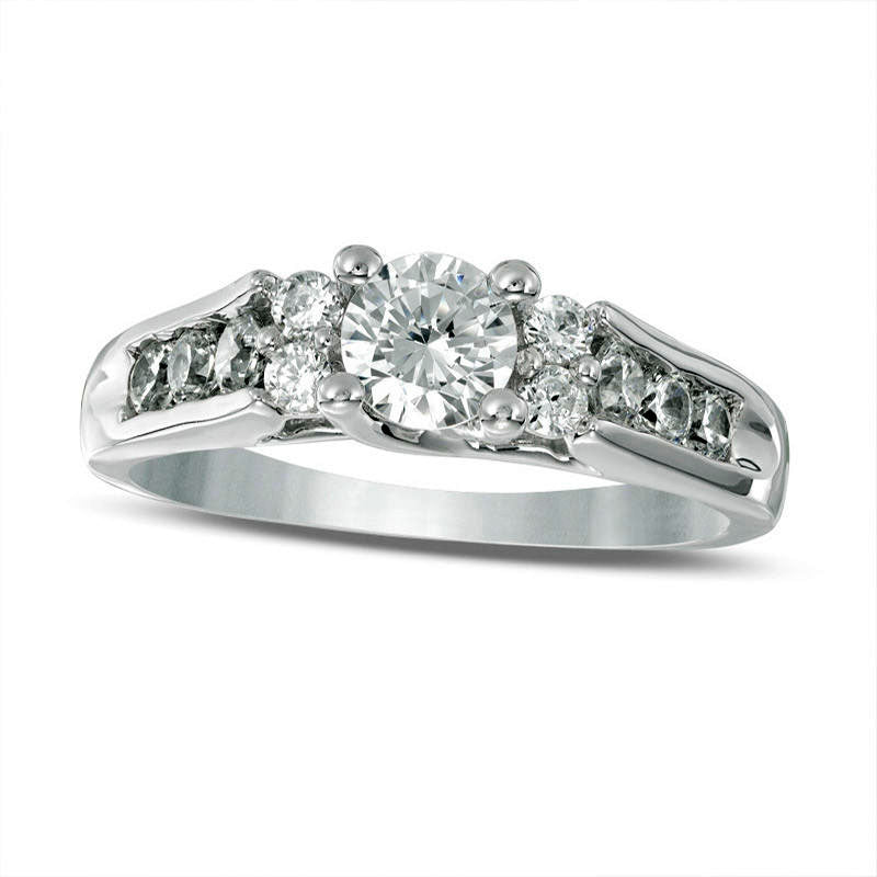 5.1mm Lab-Created White Sapphire Engagement Ring in Sterling Silver