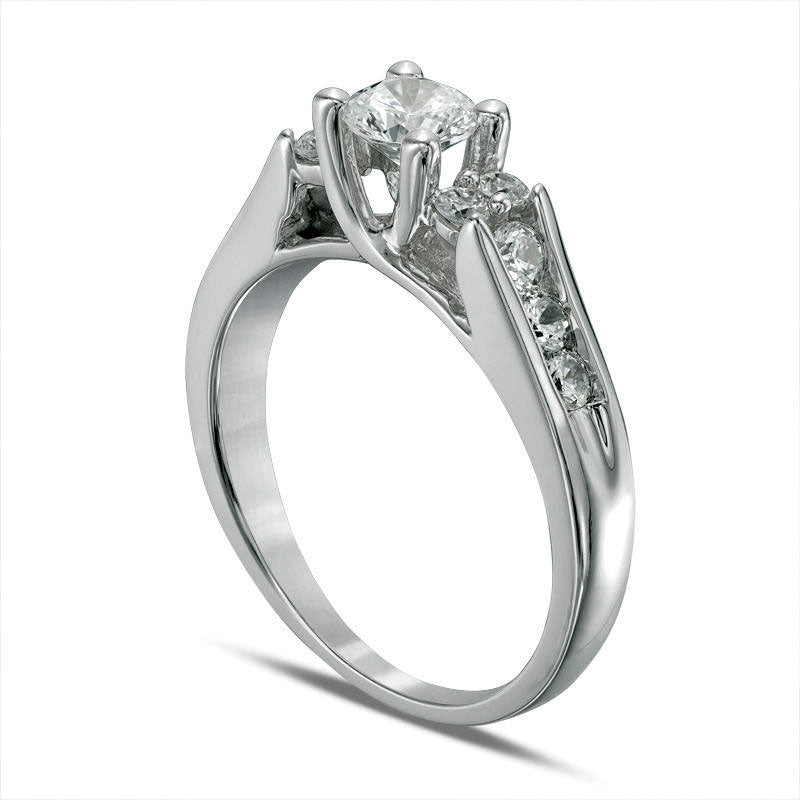 5.1mm Lab-Created White Sapphire Engagement Ring in Sterling Silver