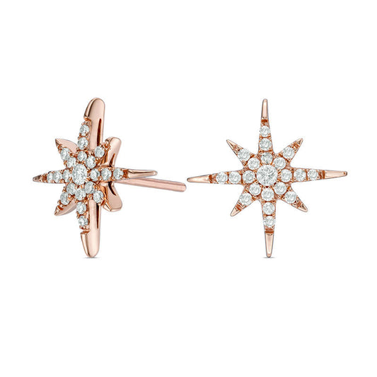 0.25 CT. T.W. Diamond Eight-Point Star Stud Earrings in 10K Rose Gold