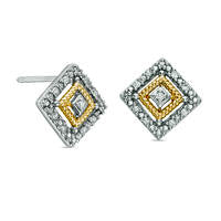 0.1 CT. T.W. Diamond Tilted Square Stud Earrings in Sterling Silver with 14K Gold Plate