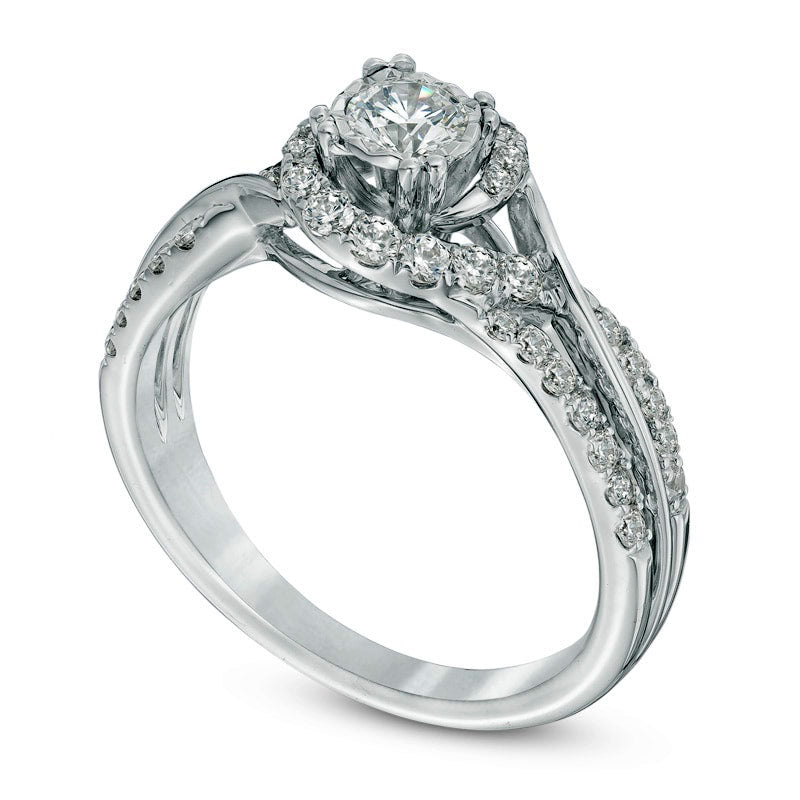 0.75 CT. T.W. Natural Diamond Bypass Frame Engagement Ring in Solid 10K White Gold