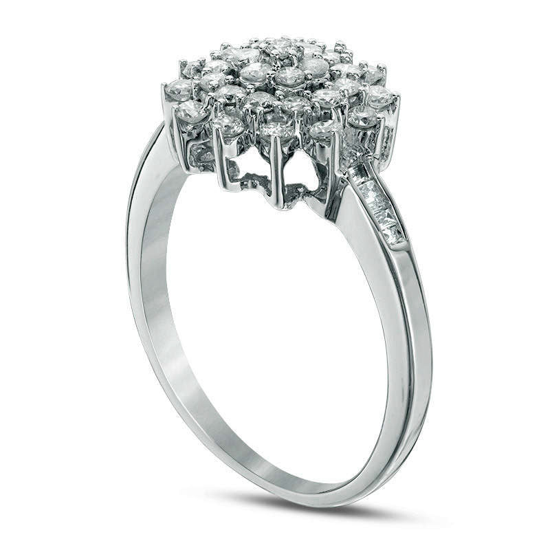 0.50 CT. T.W. Composite Natural Diamond Flower Ring in Solid 10K White Gold