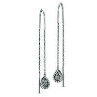 0.2 CT. T.W. Diamond Teardrop Threader Earrings in Sterling Silver