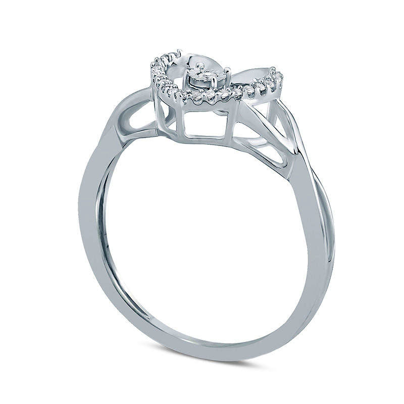 Natural Diamond Accent Heart Frame Twist Shank Ring in Sterling Silver