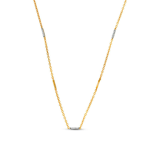 0.1 CT. T.W. Natural Diamond Bar Necklace in Sterling Silver with 14K Gold Plate