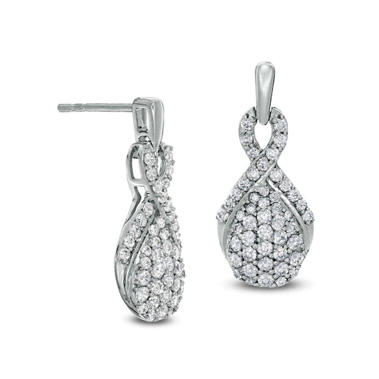 1 CT. T.W. Composite Diamond Pear-Shaped Drop Earrings in 10K White Gold