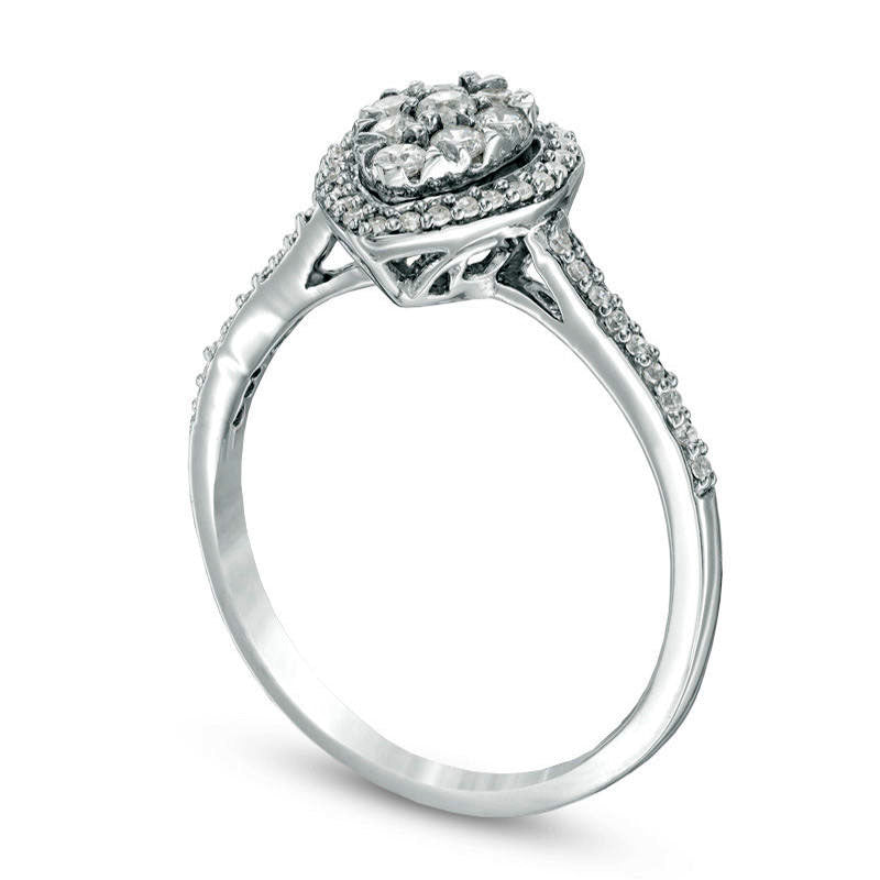 0.33 CT. T.W. Composite Natural Diamond Pear-Shaped Frame Engagement Ring in Solid 10K White Gold