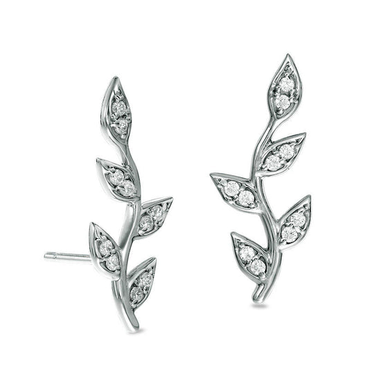 0.2 CT. T.W. Diamond Vine Crawler Earrings in 10K White Gold