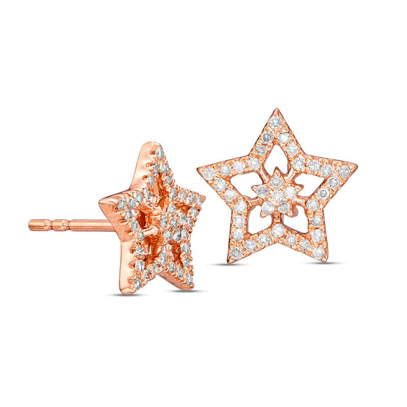 0.25 CT. T.W. Diamond Double Star Stud Earrings in 10K Rose Gold