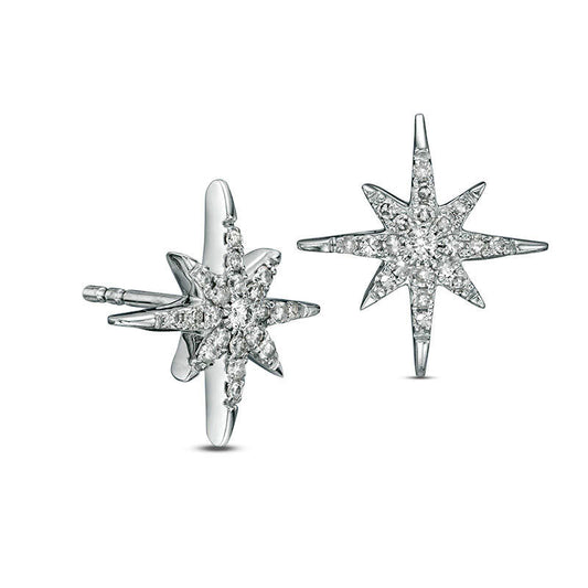 0.25 CT. T.W. Diamond Starburst Stud Earrings in 10K White Gold