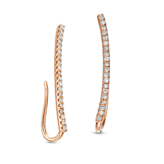 0.13 CT. T.W. Diamond Curved Bar Crawler Earrings in 10K Rose Gold