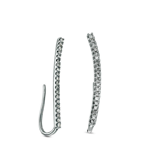 0.13 CT. T.W. Diamond Curved Bar Crawler Earrings in 10K White Gold