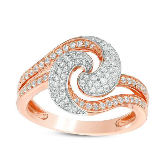 0.50 CT. T.W. Natural Diamond Wave Swirl Ring in Solid 10K Rose Gold and White Rhodium