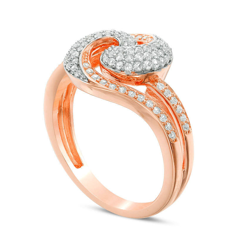 0.50 CT. T.W. Natural Diamond Wave Swirl Ring in Solid 10K Rose Gold and White Rhodium